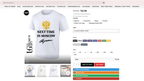 American marketplaces began selling T-shirts with Putin's quote