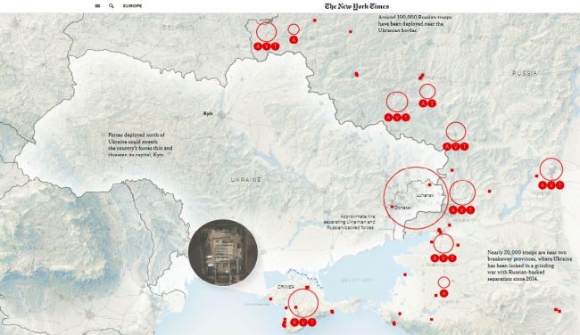 NYT опубликовала карту возможной дислокации войск России на границе с Украиной